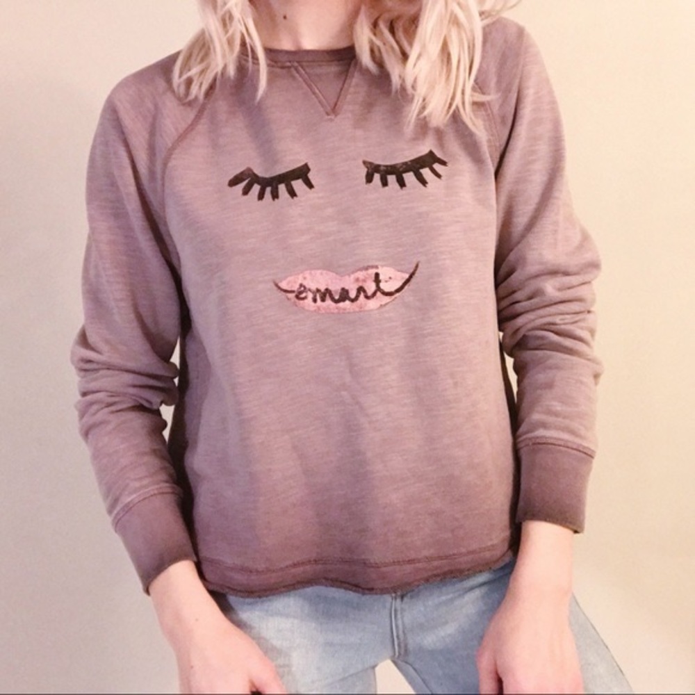 Anthropologie Saturday Sunday Smart Mouth Pullover Size Medium Purple Ombre